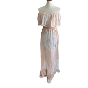 Billabong Peasant Dress Peach and White